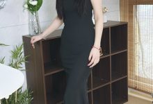 丝韵摄影 NO.3382 小意 香槟色新中式改良旗袍裙-美图岛