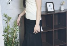 丝韵摄影 NO.3387 阿娇 御姐风黑色小飞袖包臀连衣裙-美图岛