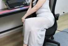 丝韵摄影 NO.3396 晨晨 御姐风黑色网纱拼接v领包臀开叉长裙-美图岛