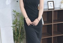 丝韵摄影 NO.3404 小意 纯欲风白色一字肩长袖连衣裙-美图岛